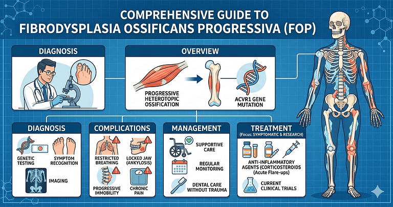 Fibrodysplasia Ossificans Progressiva (FOP) Treatment,complication,diagnosis,management